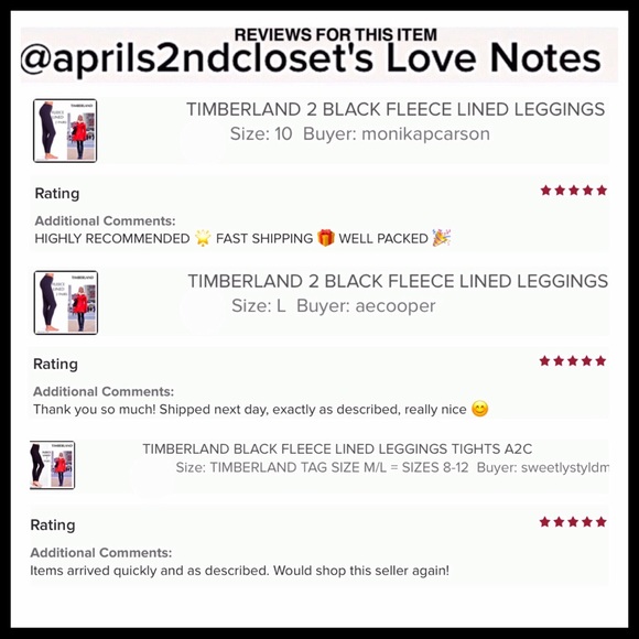 TIMBERLAND 2 BLACK FLEECE LINED LEGGINGS A2C - Picture 15 of 16